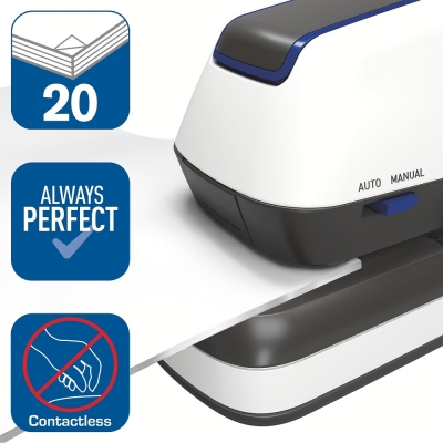 Capsator electric Optima, 20 coli, argintiu Rapid